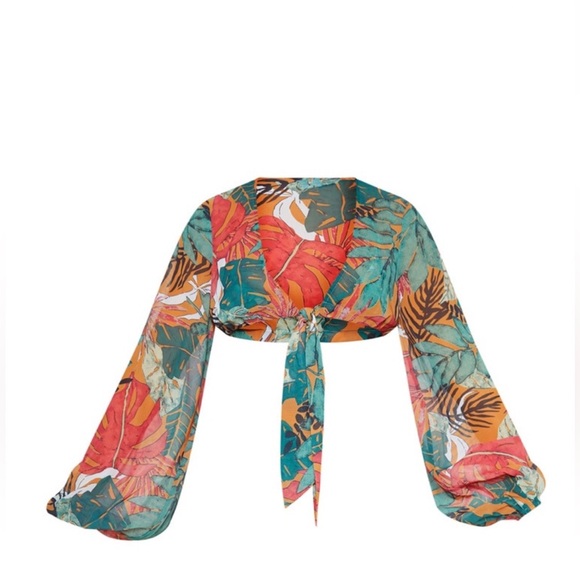 Orange Big Leaf Wide Leg Beach Top and Trousers size 6 - Picture 4 of 12